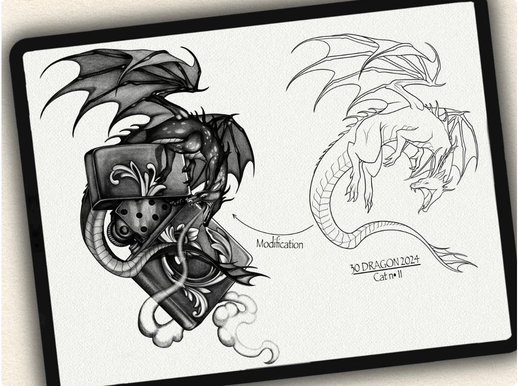 30 Dragon Tattoo Brushes – Stamp Set for Procreate, Photoshop & CSP | Collection 2024
