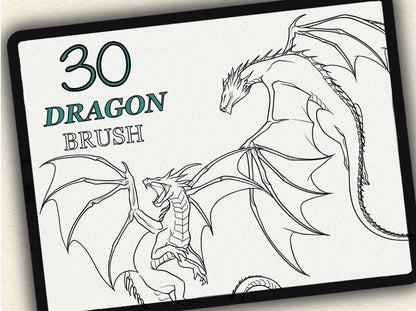 30 Dragon Tattoo Brushes – Stamp Set for Procreate, Photoshop & CSP | Collection 2024