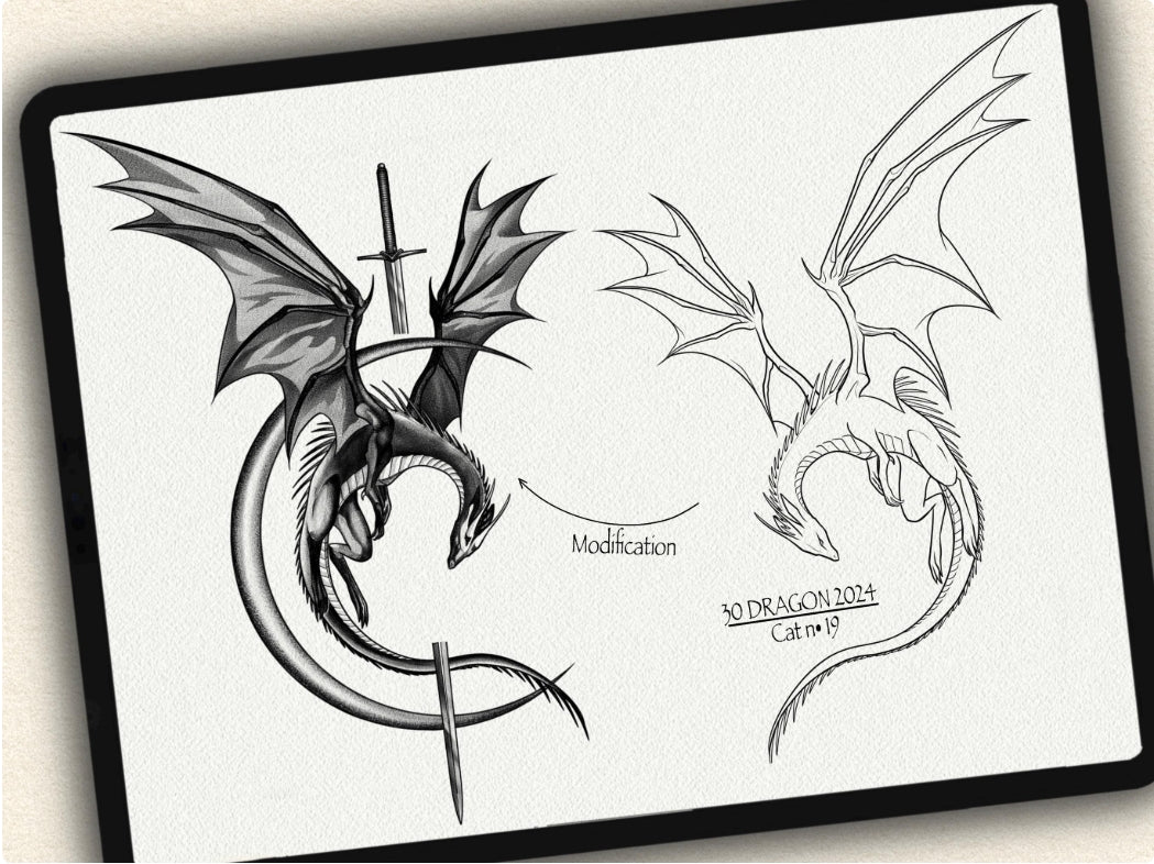 30 Dragon Tattoo Brushes – Stamp Set for Procreate, Photoshop & CSP | Collection 2024