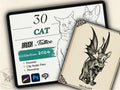 30 Cat Tattoo Stamps |2024 Collection