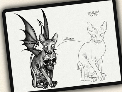 30 Cat Tattoo Brushes – Stamp Set for Procreate, Photoshop & CSP | Collection 2024