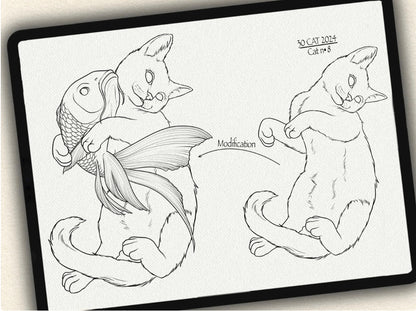 30 Cat Tattoo Brushes – Stamp Set for Procreate, Photoshop & CSP | Collection 2024