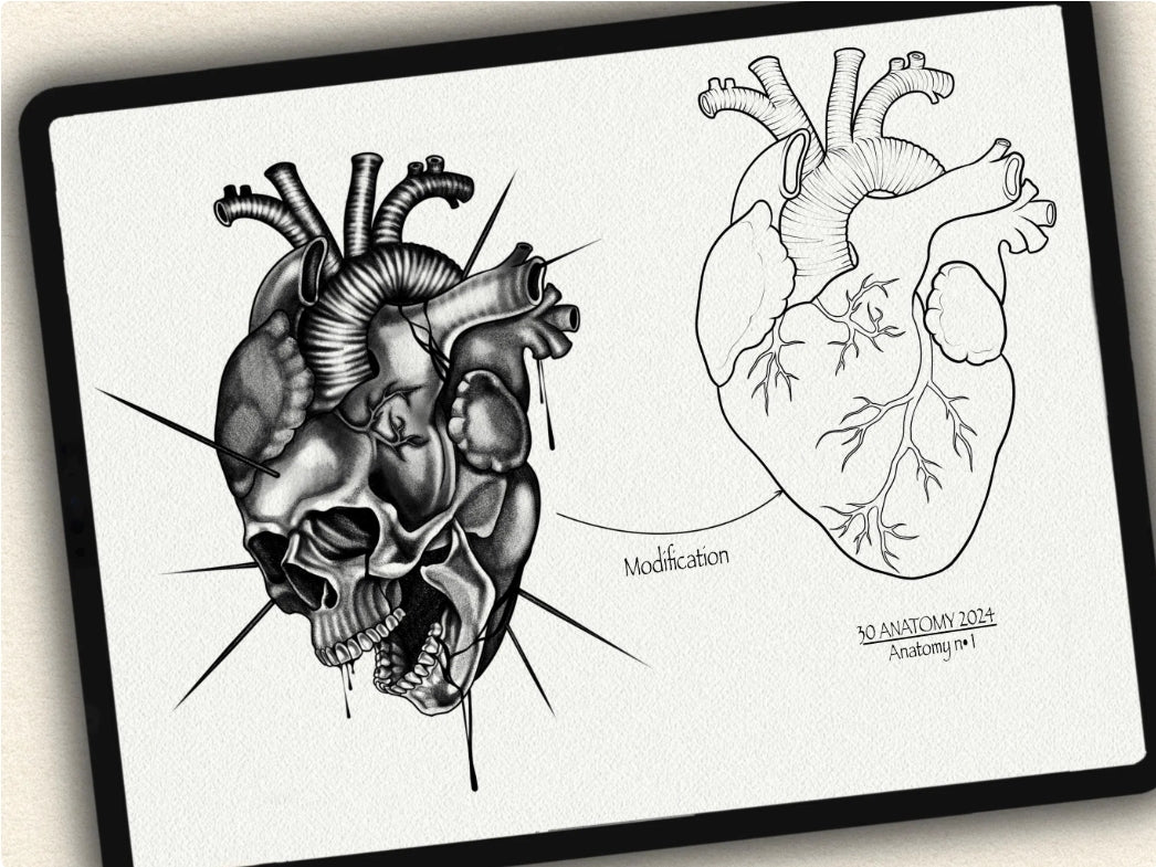 30 Anatomy Tattoo Brushes – Stamp Set for Procreate, Photoshop & CSP | Collection 2024