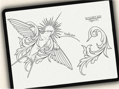 30 Filigree Tattoo Brushes – Stamp Set for Procreate, Photoshop & CSP | Collection 2024