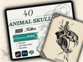 40 Animal Skull Tattoo Stamps |2024 Collection