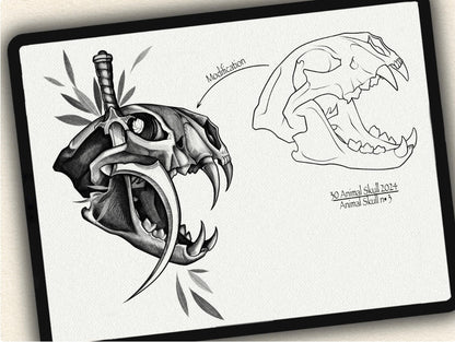 40 Animal Skull Tattoo Brushes – Stamp Set for Procreate, Photoshop & CSP | Collection 2024
