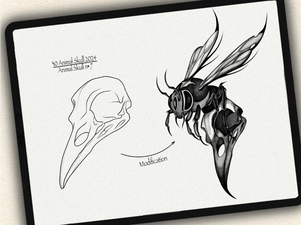 40 Animal Skull Tattoo Brushes – Stamp Set for Procreate, Photoshop & CSP | Collection 2024