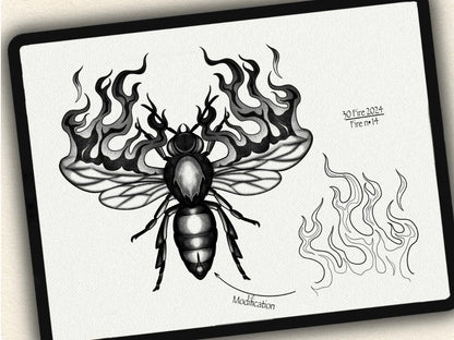 30 Fire Tattoo Brushes – Stamp Set for Procreate, Photoshop & CSP | Collection 2024