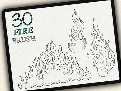 30 Fire Tattoo Brushes – Stamp Set for Procreate, Photoshop & CSP | Collection 2024
