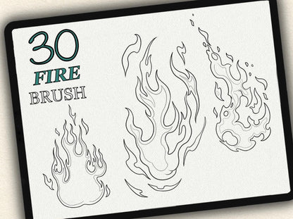 30 Fire Tattoo Brushes – Stamp Set for Procreate, Photoshop & CSP | Collection 2024