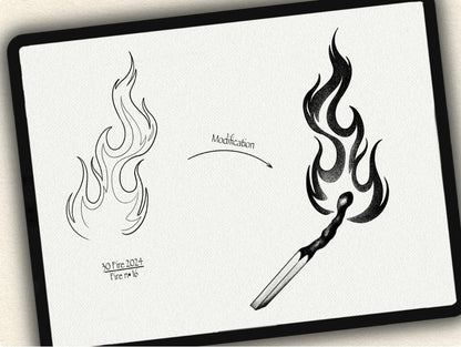 30 Fire Tattoo Brushes – Stamp Set for Procreate, Photoshop & CSP | Collection 2024