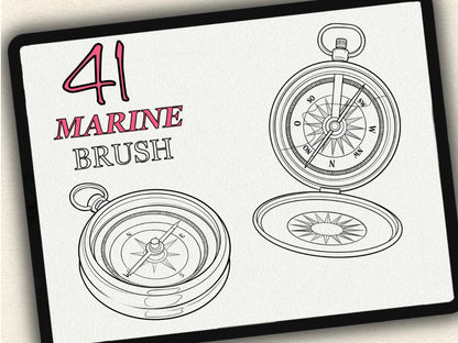 41 Marine Tattoo Brushes – Stamp Set for Procreate, Photoshop & CSP | Collection 2023