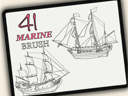 41 Marine Tattoo Brushes – Stamp Set for Procreate, Photoshop & CSP | Collection 2023
