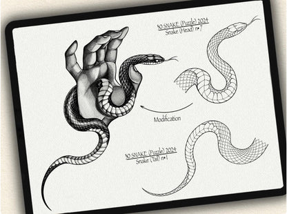 30 Snake (Puzzle) Tattoo Brushes – Stamp Set for Procreate, Photoshop & CSP | Collection 2024
