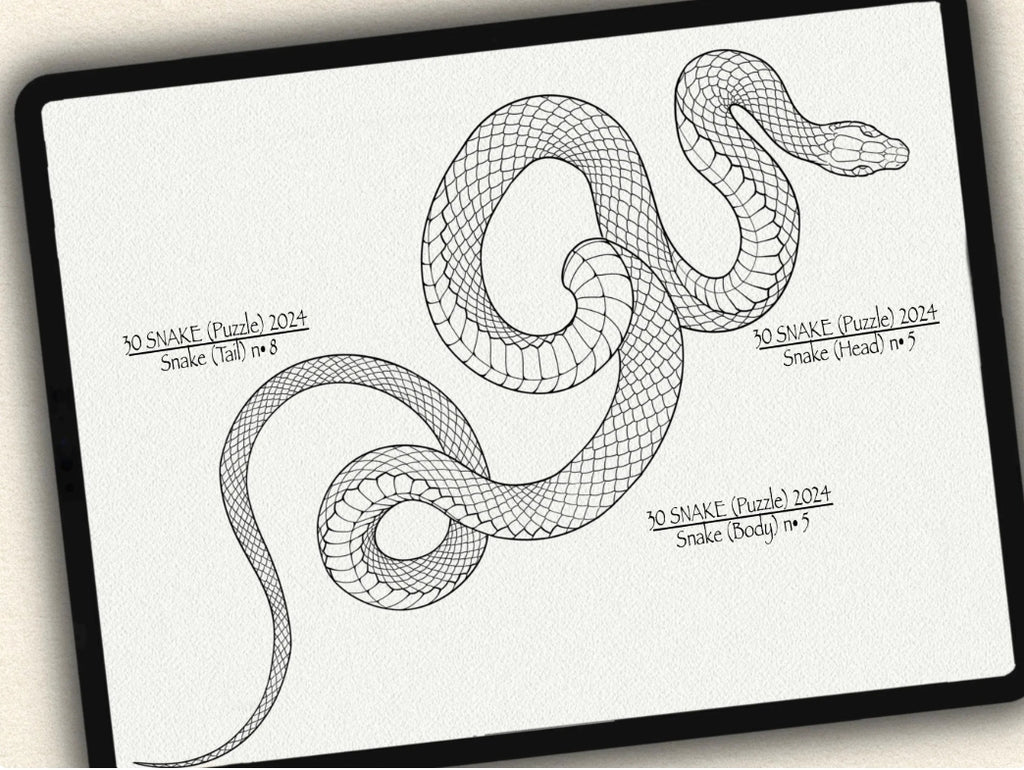 30 Snake (Puzzle) Tattoo Stamps |2024 Collection
