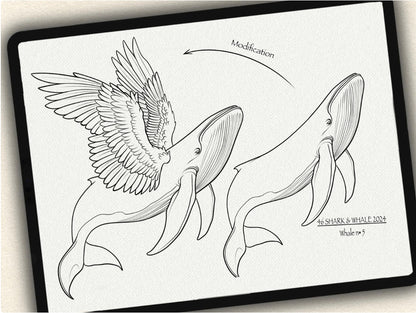 46 Shark & Whale  Tattoo Brushes – Stamp Set for Procreate, Photoshop & CSP | Collection 2024