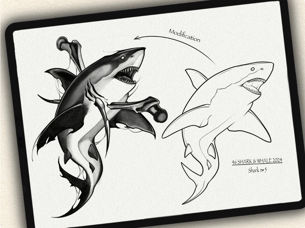 46 Shark & Whale Tattoo Stamps |2024 Collection
