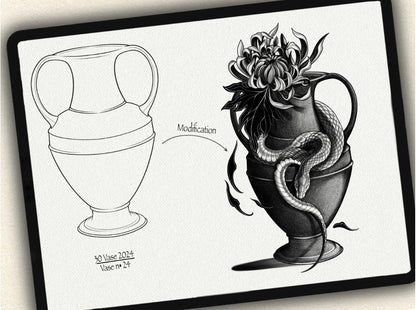 30 Vase Tattoo Brushes – Stamp Set for Procreate, Photoshop & CSP | Collection 2024