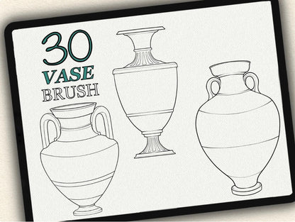 30 Vase Tattoo Brushes – Stamp Set for Procreate, Photoshop & CSP | Collection 2024