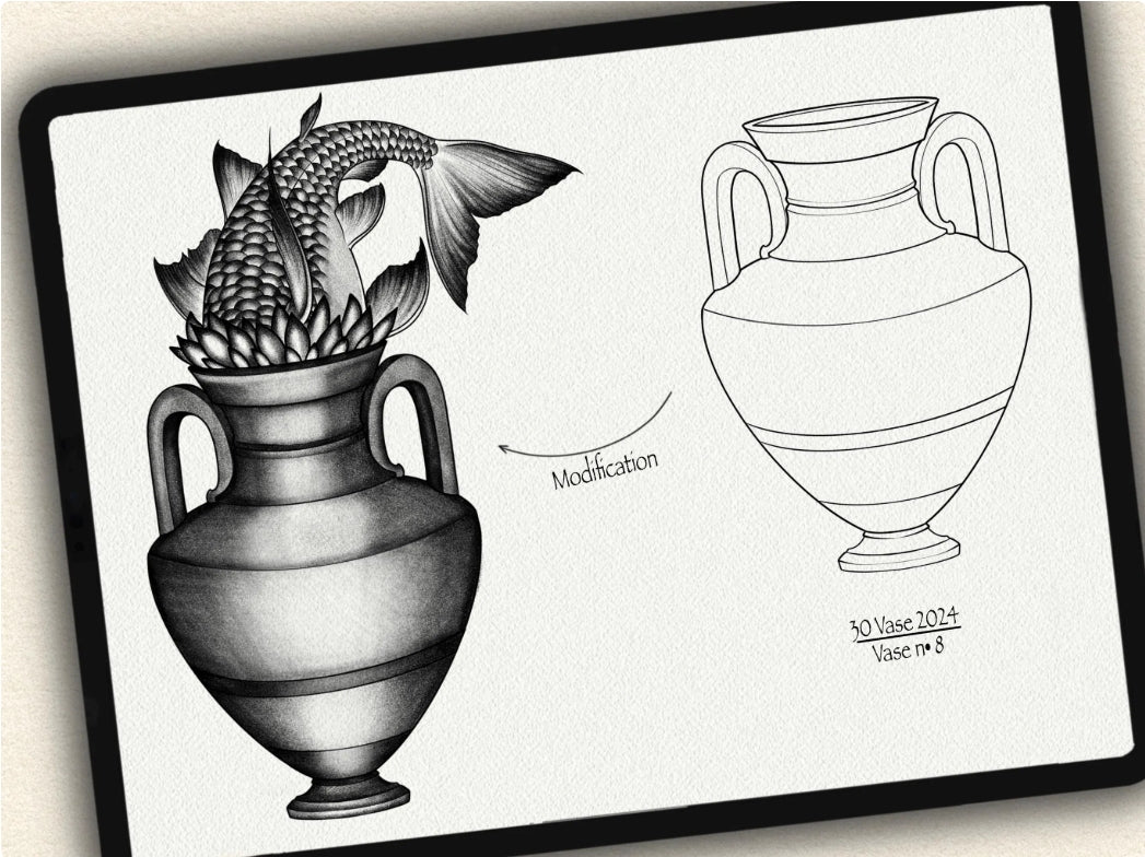 30 Vase Tattoo Brushes – Stamp Set for Procreate, Photoshop & CSP | Collection 2024