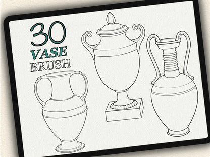 30 Vase Tattoo Brushes – Stamp Set for Procreate, Photoshop & CSP | Collection 2024