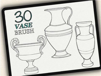 30 Vase Tattoo Brushes – Stamp Set for Procreate, Photoshop & CSP | Collection 2024