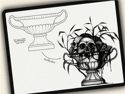 30 Vase Tattoo Brushes – Stamp Set for Procreate, Photoshop & CSP | Collection 2024