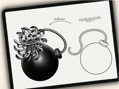 45 Blade & Blasts Tattoo Brushes – Stamp Set for Procreate, Photoshop & CSP | Collection 2024
