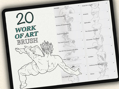 20 Work of Art  Tattoo Brushes – Stamp Set for Procreate, Photoshop & CSP | Collection 2024