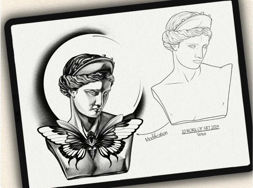 20 Work of Art  Tattoo Brushes – Stamp Set for Procreate, Photoshop & CSP | Collection 2024