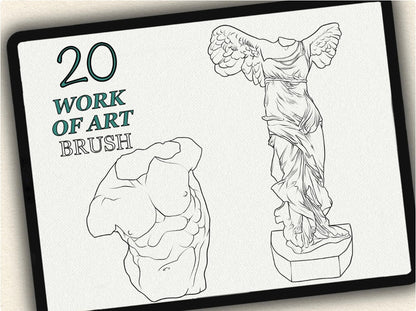 20 Work of Art  Tattoo Brushes – Stamp Set for Procreate, Photoshop & CSP | Collection 2024