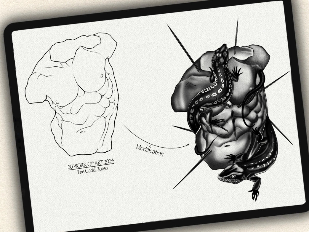 20 Work of Art  Tattoo Brushes – Stamp Set for Procreate, Photoshop & CSP | Collection 2024
