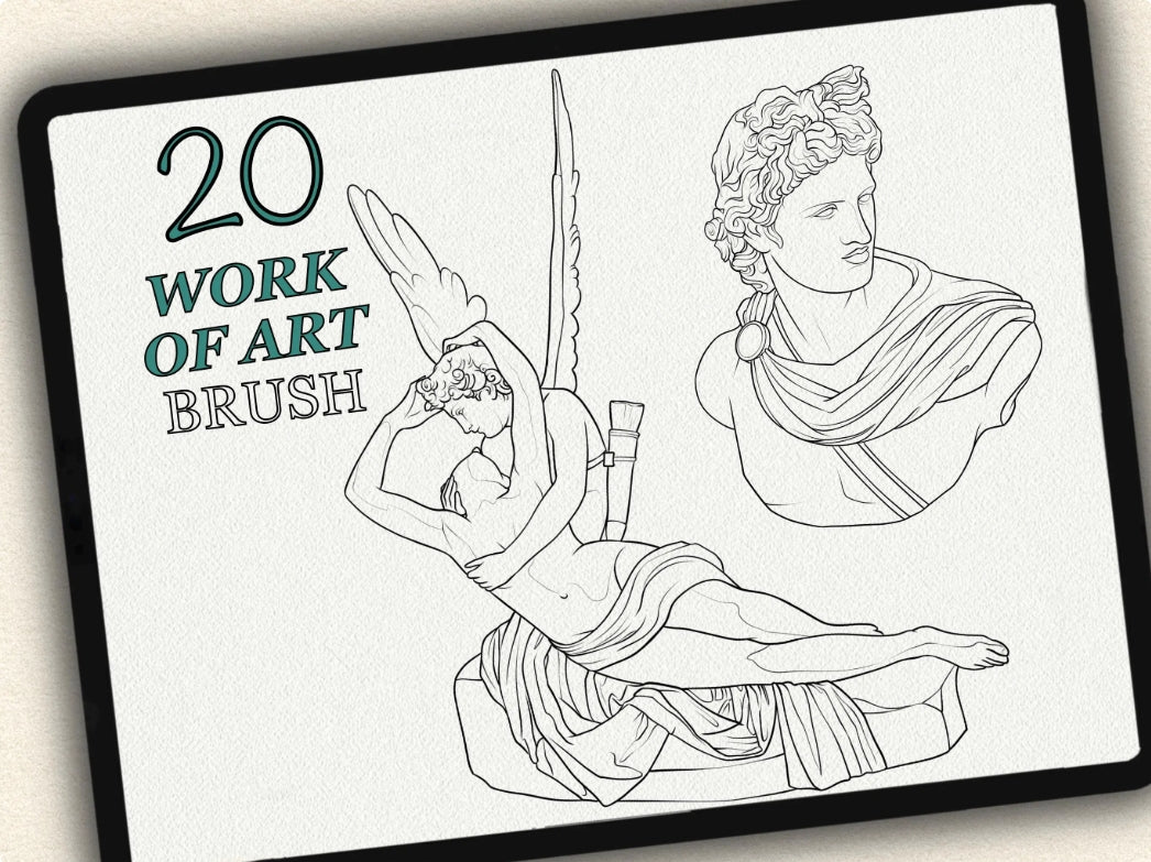 20 Work of Art  Tattoo Brushes – Stamp Set for Procreate, Photoshop & CSP | Collection 2024