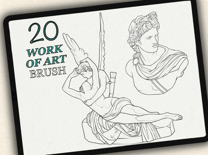 20 Work of Art  Tattoo Brushes – Stamp Set for Procreate, Photoshop & CSP | Collection 2024