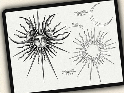 40 Space Tattoo Brushes – Stamp Set for Procreate, Photoshop & CSP | Collection 2024