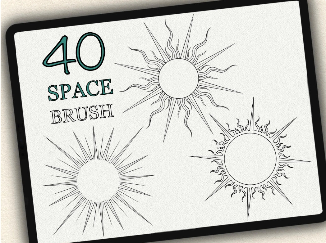 40 Space Tattoo Brushes – Stamp Set for Procreate, Photoshop & CSP | Collection 2024
