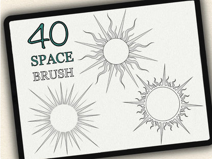 40 Space Tattoo Brushes – Stamp Set for Procreate, Photoshop & CSP | Collection 2024