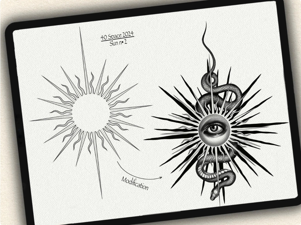40 Space Tattoo Brushes – Stamp Set for Procreate, Photoshop & CSP | Collection 2024