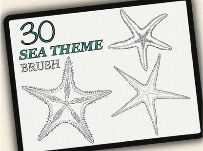 30 Sea Theme Tattoo Brushes – Stamp Set for Procreate, Photoshop & CSP | Collection 2024