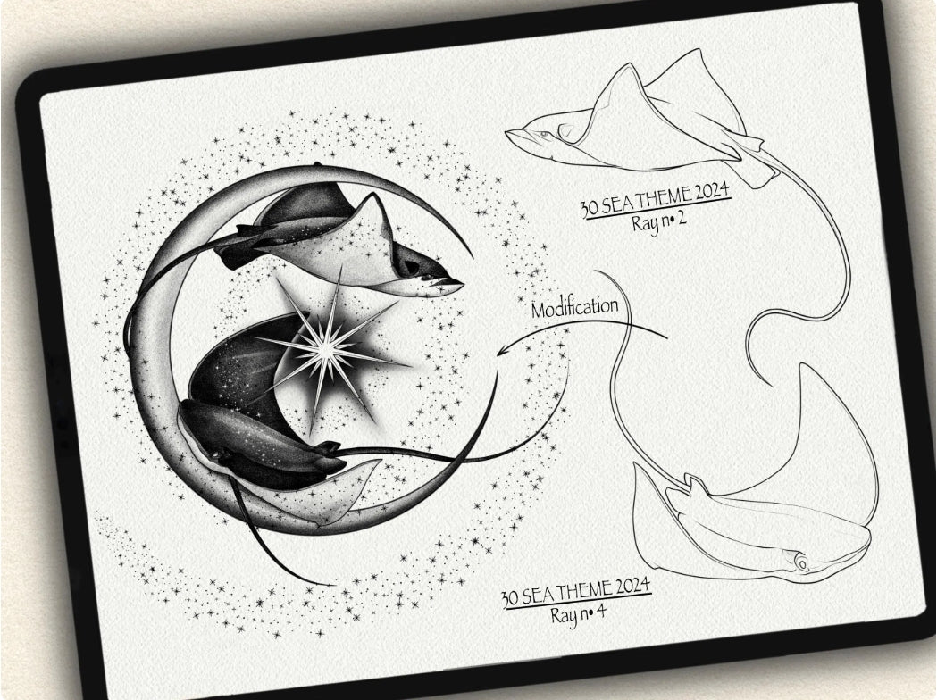30 Sea Theme Tattoo Brushes – Stamp Set for Procreate, Photoshop & CSP | Collection 2024