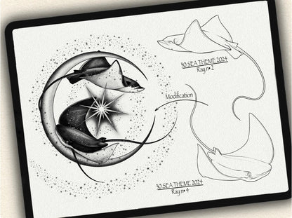 30 Sea Theme Tattoo Brushes – Stamp Set for Procreate, Photoshop & CSP | Collection 2024