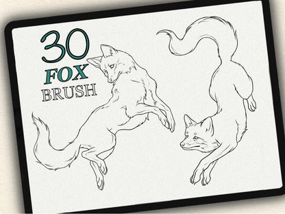 30 Fox Tattoo Brushes – Stamp Set for Procreate, Photoshop & CSP | Collection 2024