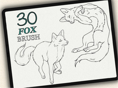 30 Fox Tattoo Brushes – Stamp Set for Procreate, Photoshop & CSP | Collection 2024
