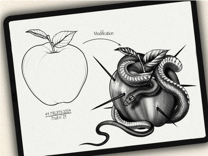 45 Fruits Tattoo Brushes – Stamp Set for Procreate, Photoshop & CSP | Collection 2024