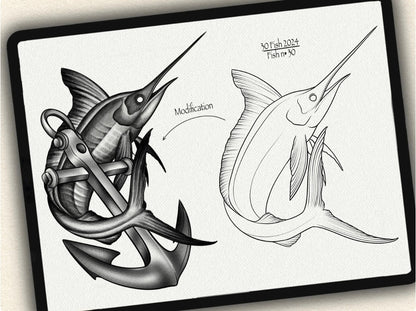 30 Fish Tattoo Brushes – Stamp Set for Procreate, Photoshop & CSP | Collection 2024