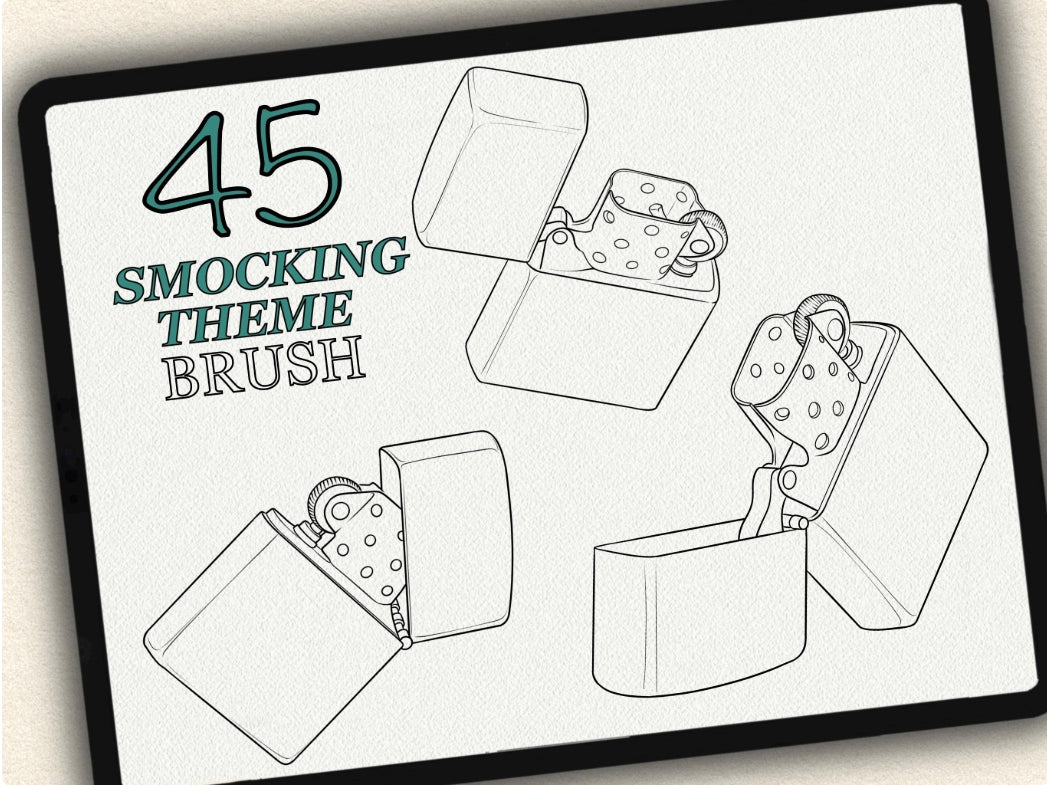45 Smocking Theme  Tattoo Brushes – Stamp Set for Procreate, Photoshop & CSP | Collection 2024