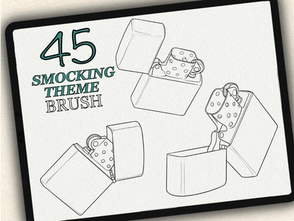 45 Smocking Theme  Tattoo Brushes – Stamp Set for Procreate, Photoshop & CSP | Collection 2024