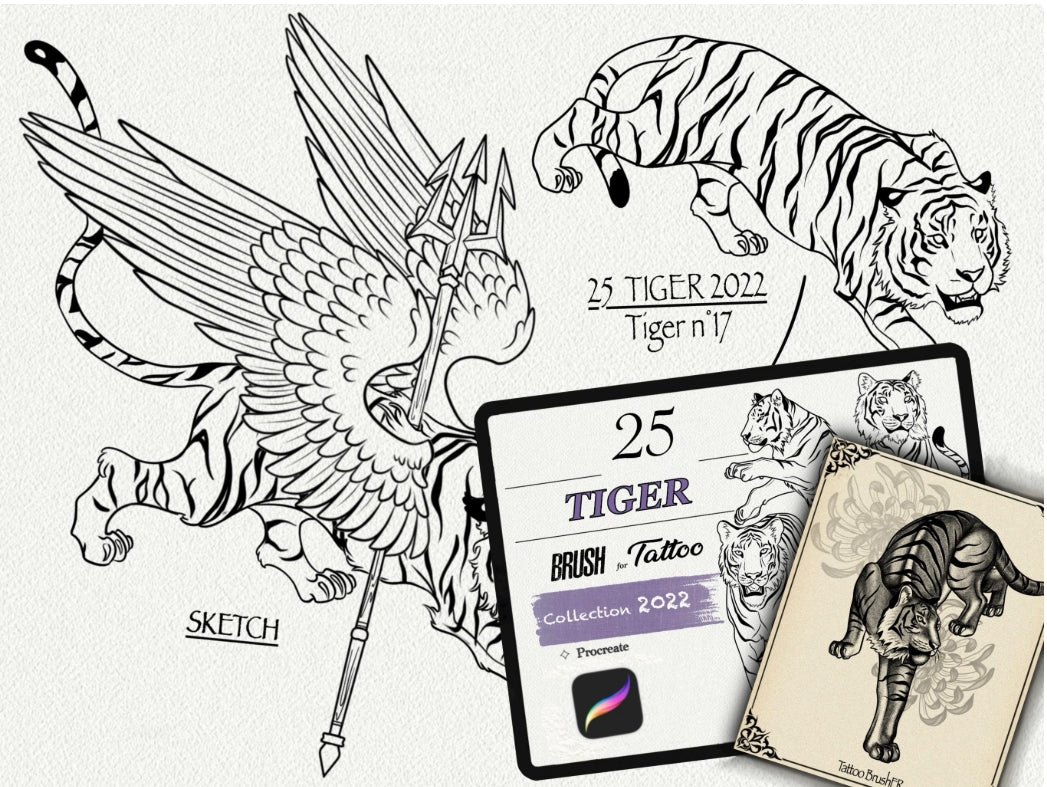 1057 Tattoo Brushes – Stamp Set for Procreate | Collection 2022