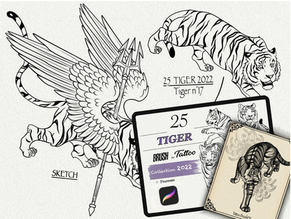 1057 Tattoo Brushes – Stamp Set for Procreate | Collection 2022
