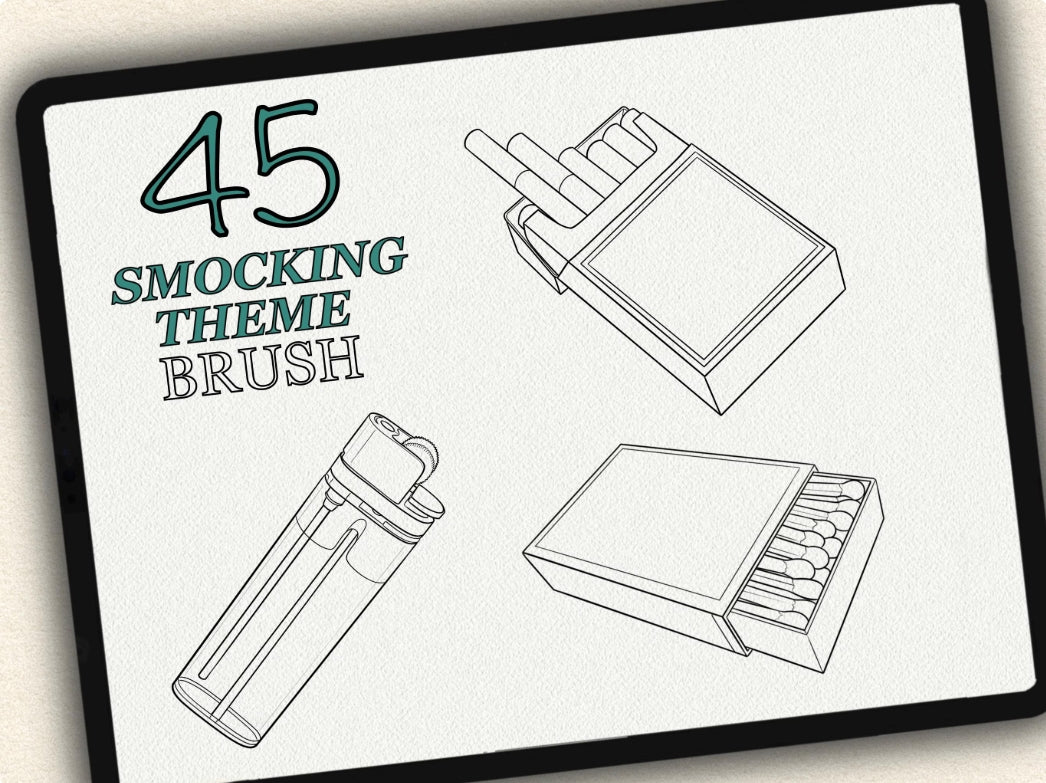45 Smocking Theme  Tattoo Brushes – Stamp Set for Procreate, Photoshop & CSP | Collection 2024